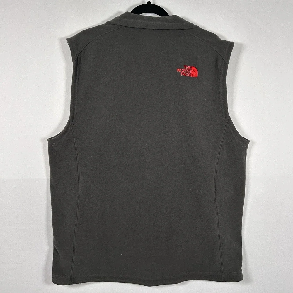 The North Face Full-Zip Fleece Vest Charcoal Gray Red Gorpcore Casual Outdoor XL